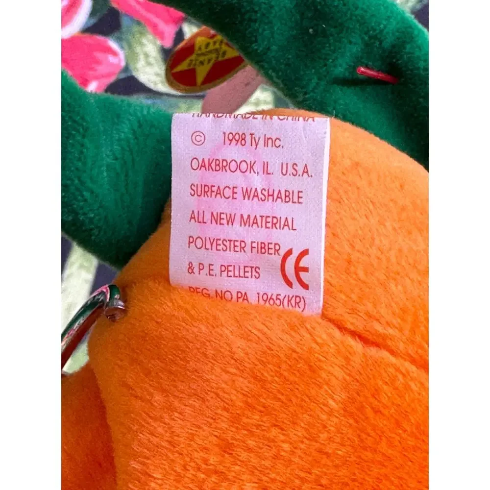 Vintage 1998 Ty Beanie Baby Pumpkin Halloween  Retired
